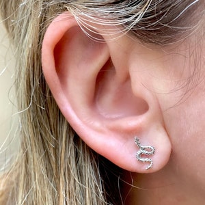 Sterling silver snake design studs