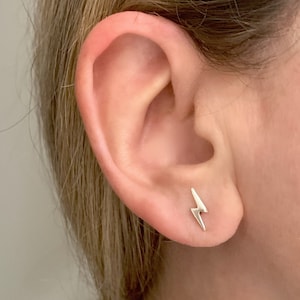 Sterling silver lightning bolt stud earrings