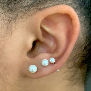 Sterling silver faux pearl studs 4, 5, 6mm