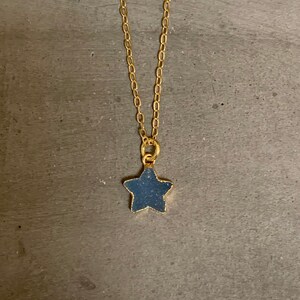 Gold filled blue druzy star necklace image 1