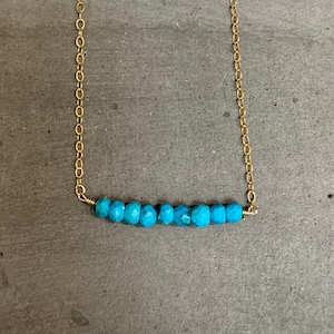 Gold filled turquoise bead bar necklace