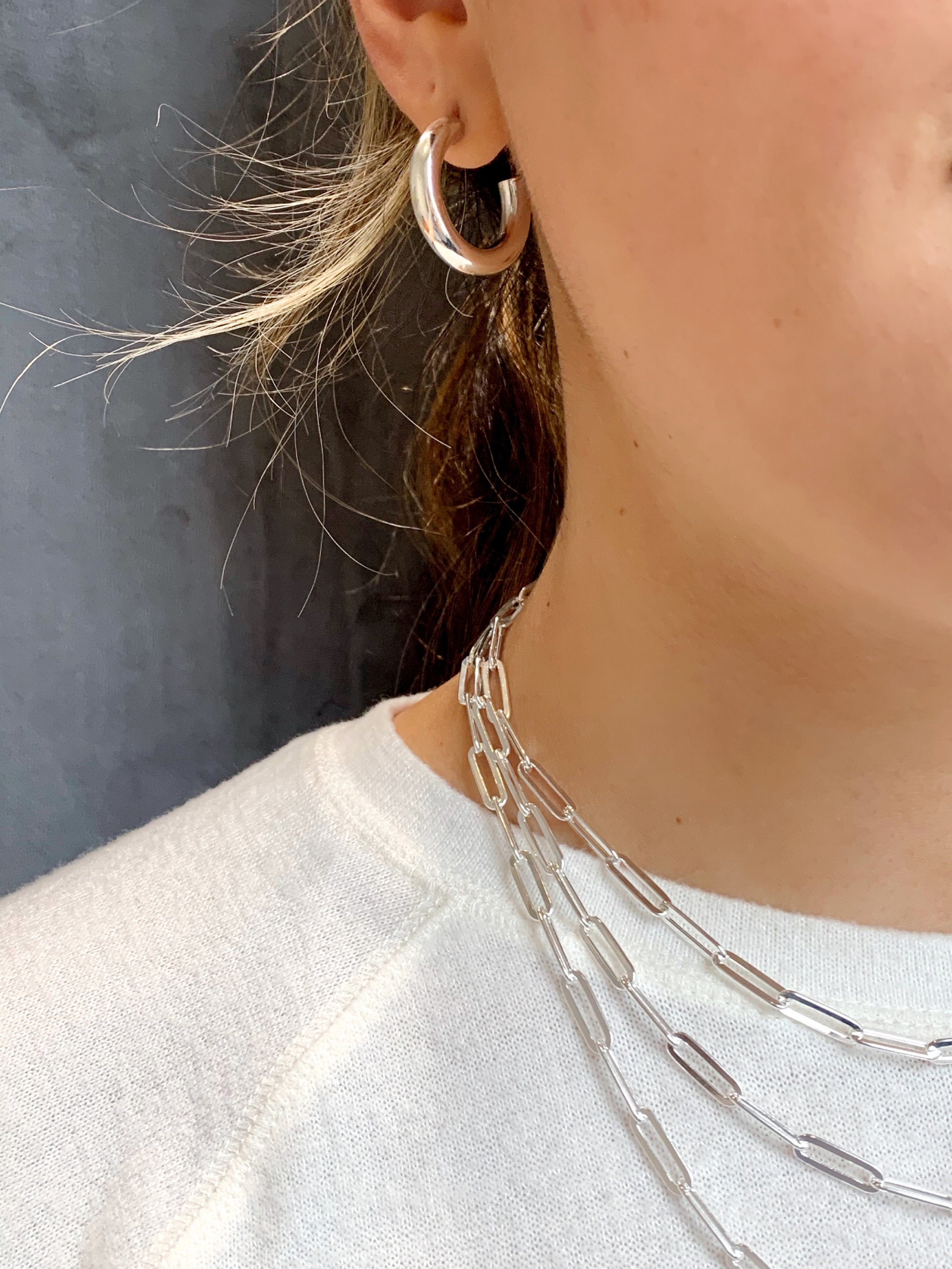 Sterling Silver Paperclip Chain (x Large) - Etsy Sterling Silver Paperclip Chain (x Large) - Etsy