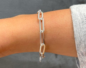 Sterling silver paperclip chain bracelet (jumbo)