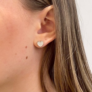 Sterling or sterling vermeil pave cz heart studs