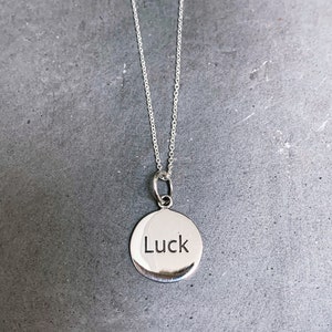 Sterling silver Luck pendant necklace 18&quot;
