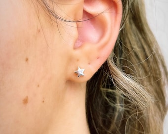 Sterling silver star stud earrings