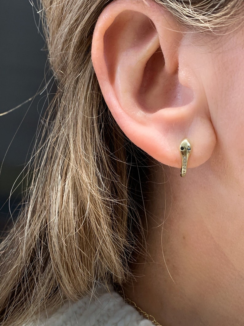 Sterling vermeil cz snake design hinge hoops