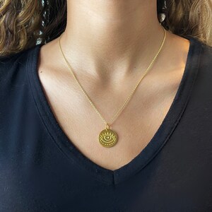 Sterling vermeil eye medallion necklace