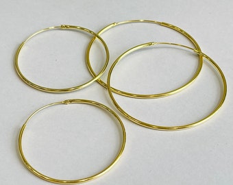 Vermeil endless hoops 40mm, 50mm