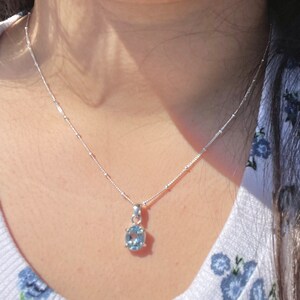 Sterling Blue Topaz Prong Set Necklace