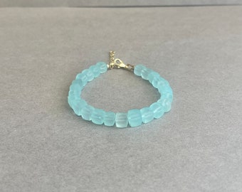 Gold Filled Faceted Chalcedony Stone Bracelet