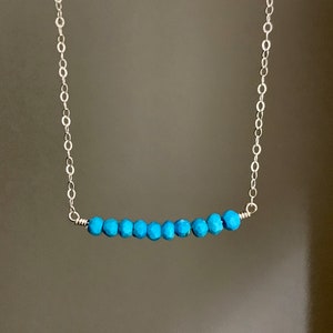 Sterling silver turquoise bar bead necklace