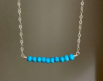 Sterling silver turquoise bar bead necklace