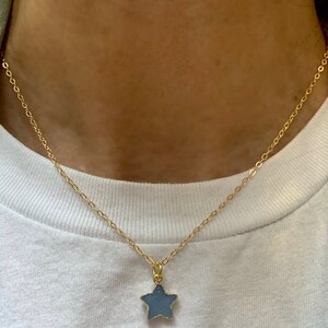 Gold filled blue druzy star necklace image 4