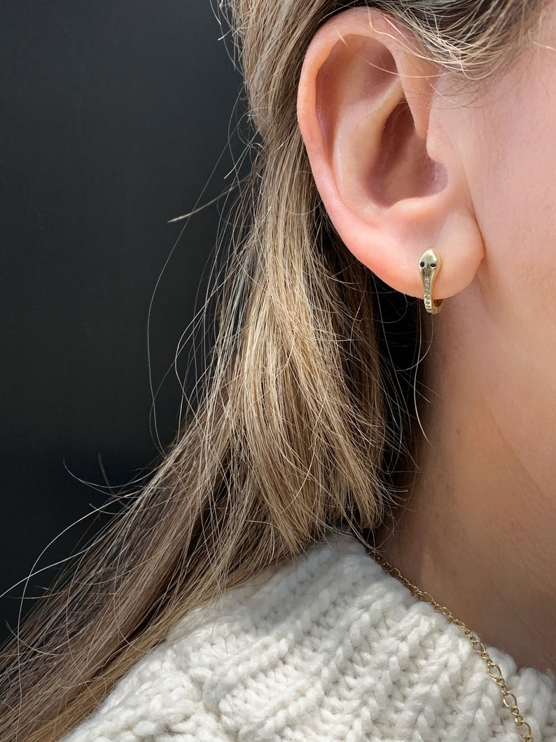 Sterling vermeil cz snake design hinge hoops