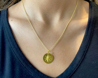 Sterling vermeil northern star medallion necklace