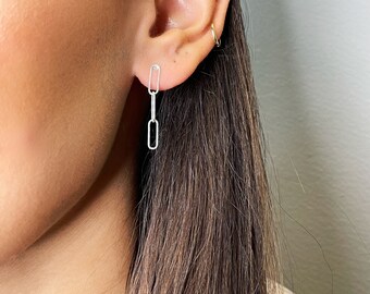 Sterling three link chain earrings