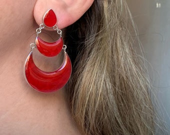 Sterling silver coral post earrings