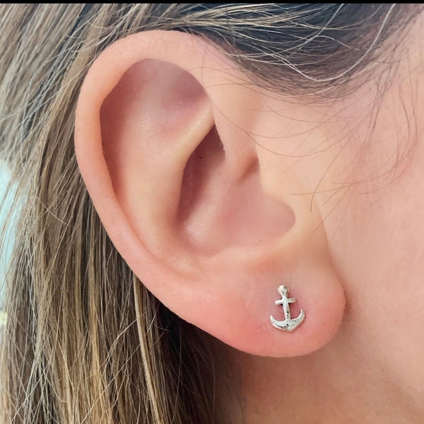 Sterling silver anchor studs
