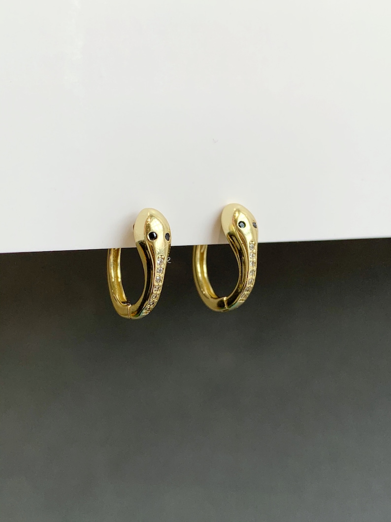 Sterling vermeil cz snake design hinge hoops