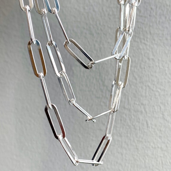 Sterling silver paperclip chain jumbo Etsy