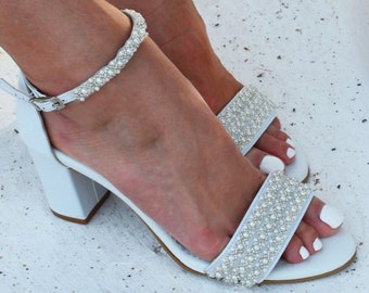 white leather wedding shoes