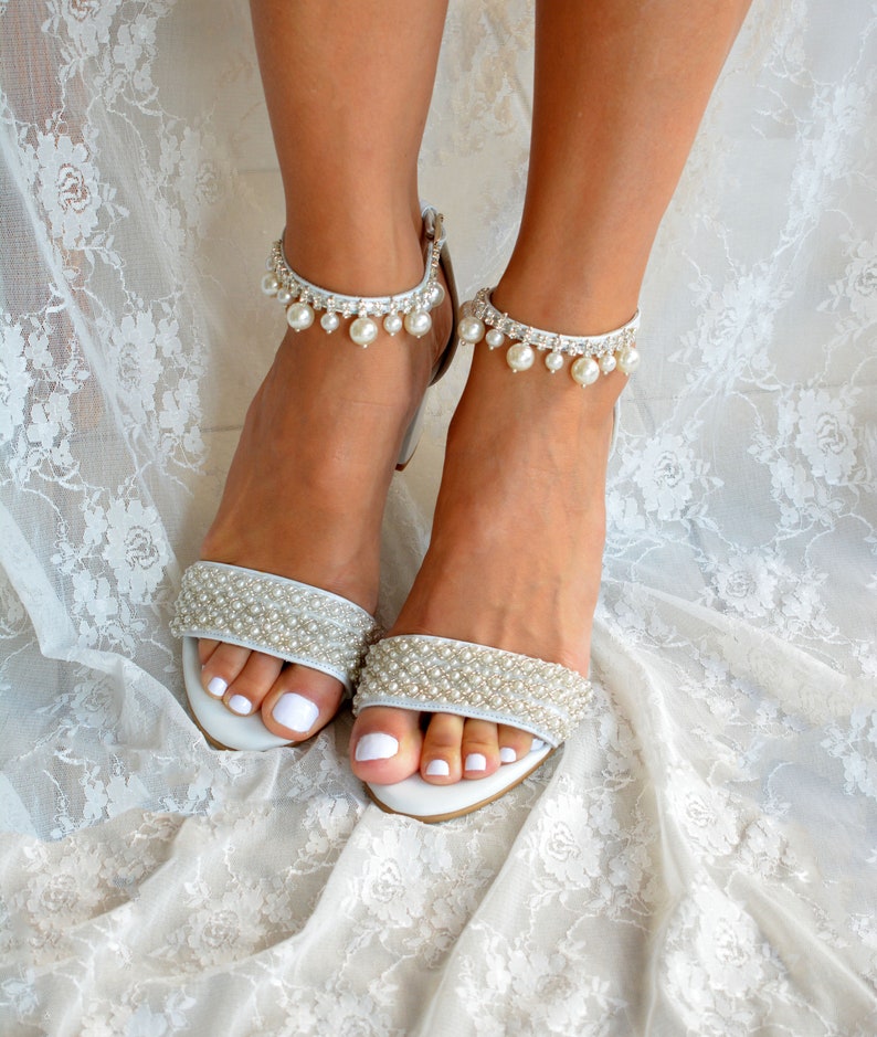 Block heel wedding shoes Bridal heels Rhinestone-embellished | Etsy