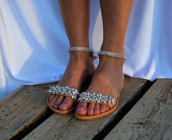 Wedding sandals Bridal sandals Leather | Etsy