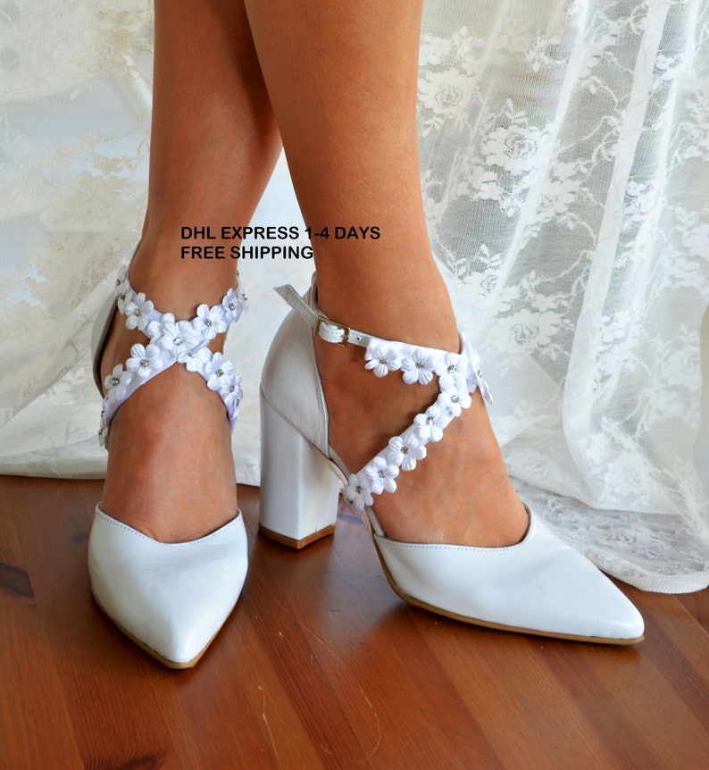 Block Heel Wedding Shoes Bridal Heels Wedding Heels White Etsy