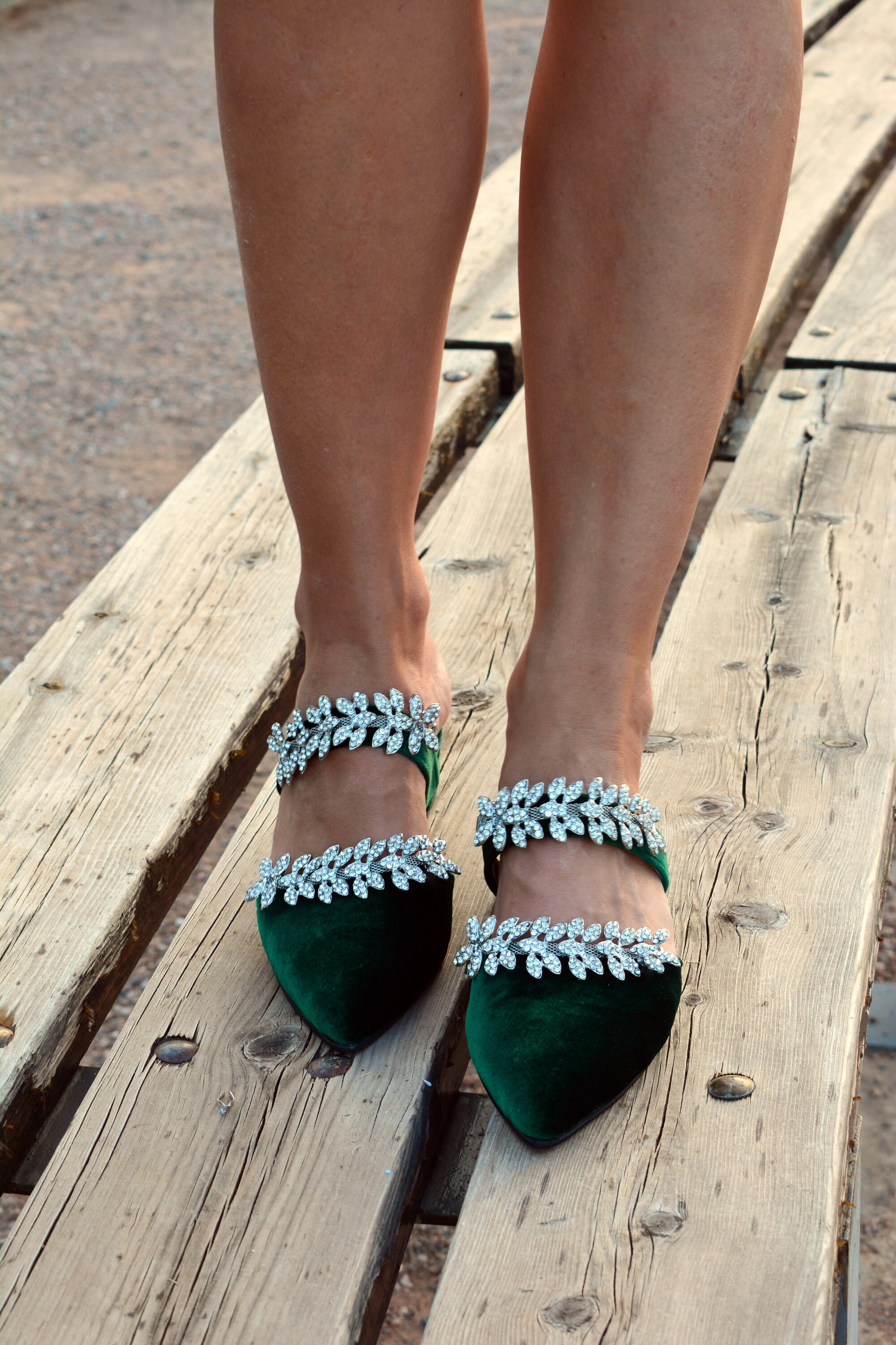Emerald Green Bridal Shoes Wedding Flats for Bride Velvet - Etsy