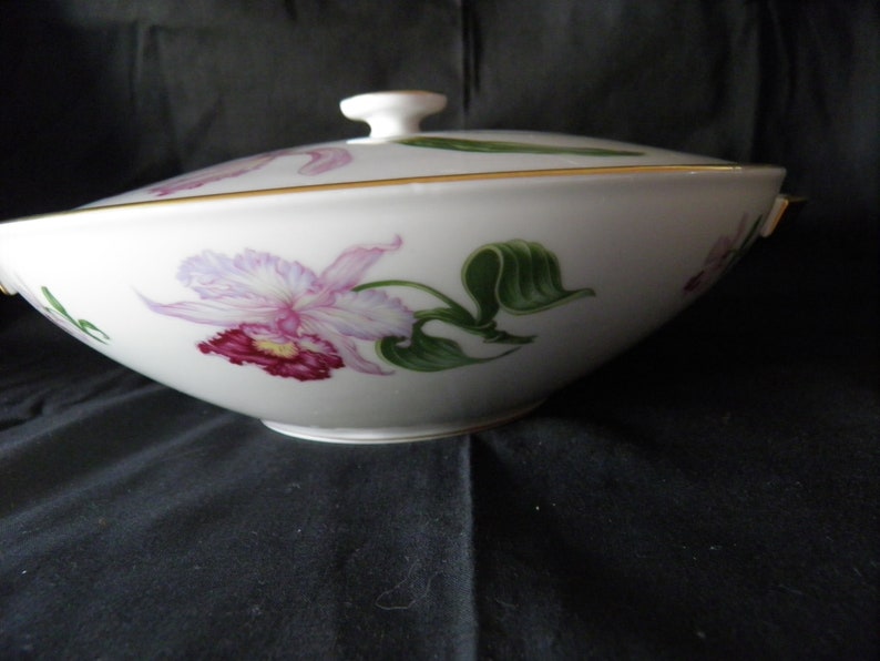 Orchid covered casserole dish