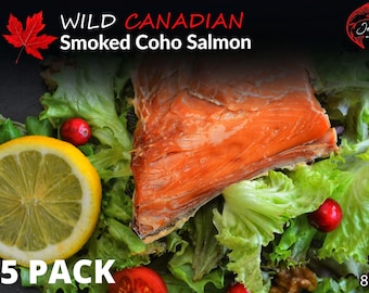 Wild Canadian Pacific Smoked Salmon Fillet Gift | Food Gift Set | Food Hamper | Smoked Fish | Gift Basket Food | Foodie Gifts | 5 Pack