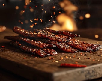 Salmon Jerky Spicy Flavor Made In Canada From Wild Canadian Smoked Salmon | Fish Jerky | Food Gift Box | 2 oz Each Bag x 8 Bags