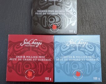 Wild Canadian Seafood Pate Trio With Lobster Crab And Smoked Salmon Pate Gourmet 3 x 3 Packs | Gourmet Food Gift | Fish | Gifts