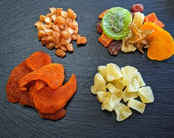 Dried Fruit Mix Including Chili Mango, Pineapples, Cinnamon Apples, and Tropical Fruit Medley 2 Lbs