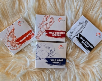 Gourmet Wild Seafood Pate 4 Pack Savory Spread Sampler from the Canadian Coast (4 Tins) | Salmon, Lobster, Crab and Shrimp