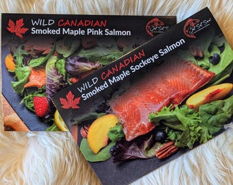 Wild Smoked Pink Salmon Maple Syrup Glazed Canadian Fish Filet 8 oz Christmas Gift Food All Natural Shelf Stable