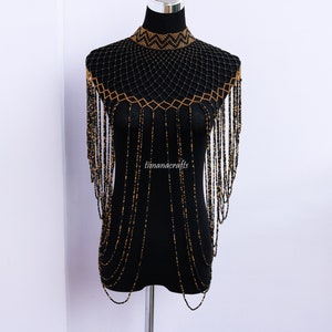Collar de boda africano, collar de chal con cuentas, collar zulú, joyería para mujer, regalo de Navidad para ella, talla única, collar con capa