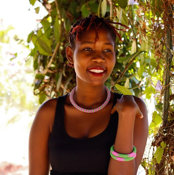 Jewelry Set Zulu Beaded Necklace African Necklace Rope Etsy