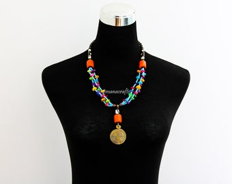 Afrikanische Perlenkette, Elegante Halskette, Boho Halskette, One size fits all, Anhänger Halskette, Weihnachtsgeschenk für sie, Geschenk für Mama