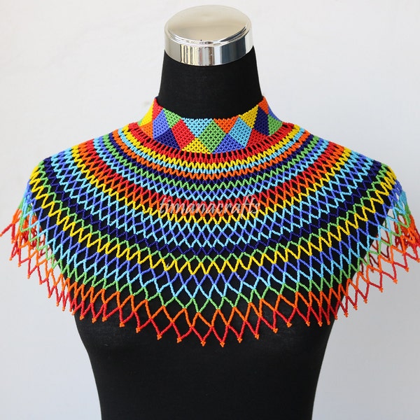 Collier Zoulou En Perles - Bijou Artisanal Ethnique - Neuf Sans Emballage
