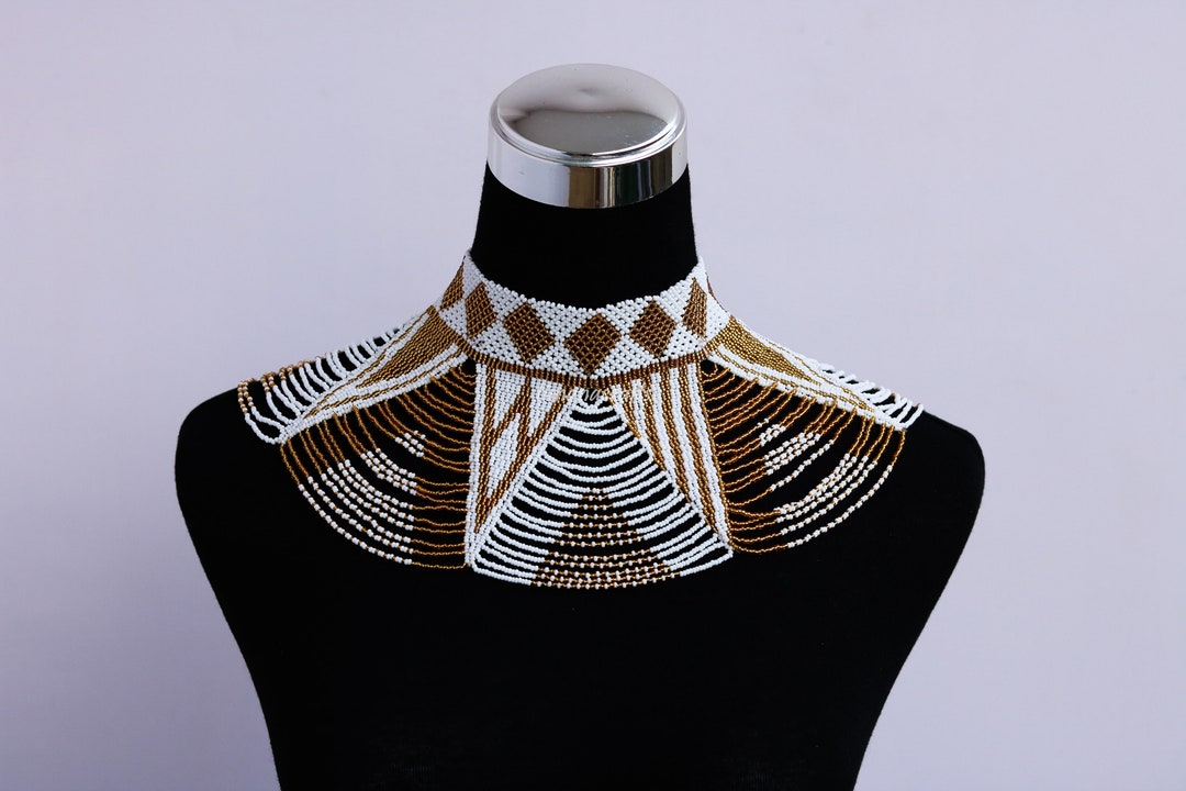 African Wedding Necklace, Zulu Necklace, Beaded Shawl Necklace, African