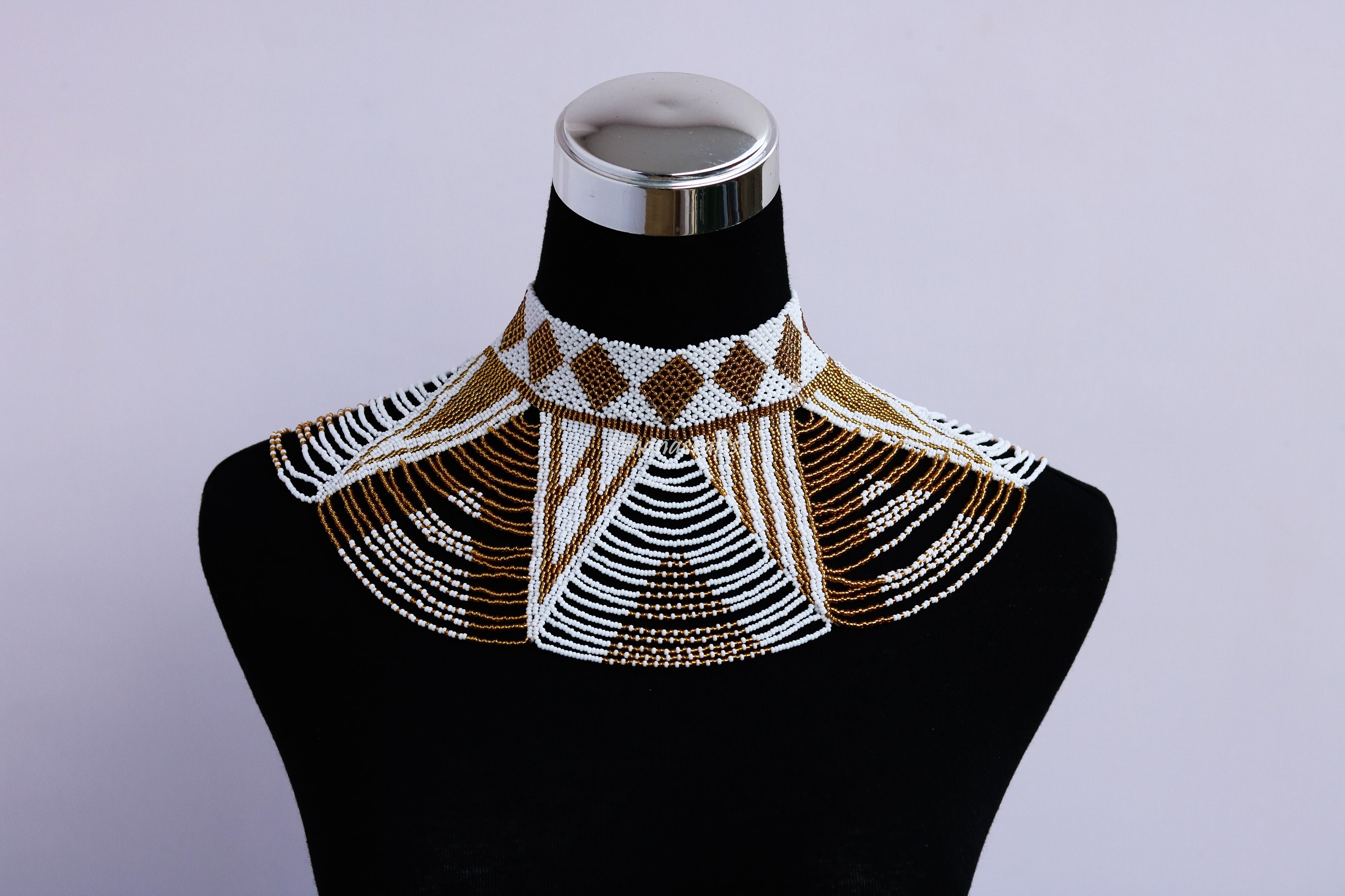 Collana da sposa africana, collana Zulu, collana scialle di perline, gioielli africani, collana Masai, gioielli donna, regalo di Natale per lei