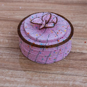 Afrikanische Massai Perlen Schmuckschatulle, Perlen Geschenkbox, kleine Schmuckschatulle, rosa Schmuckschatulle, Schmuck und Zubehör Halter