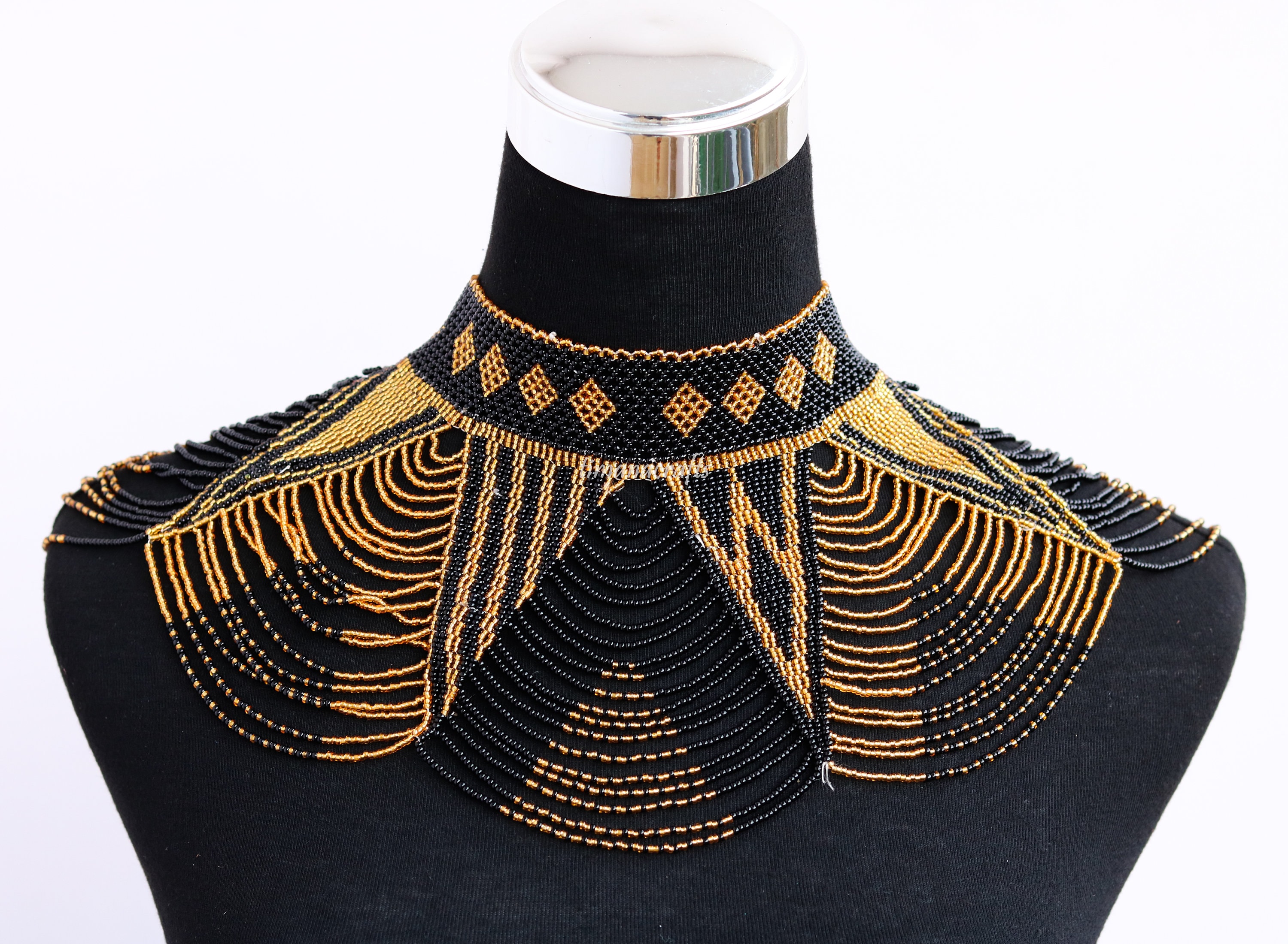 African wedding necklace, Zulu necklace, Beaded shawl necklace, African jewelry, Masai necklace, Women jewelry, Christmas gift for her