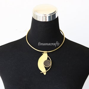 Collier en laiton africain, Collier carte, Collier élégant, Collier Boho, Taille unique, Collier Déclaration, Cadeau pour elle, Cadeau de Noël
