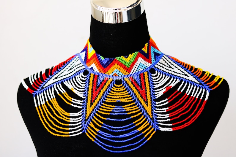 African Wedding Necklace Zulu Necklace Beaded Shawl Etsy