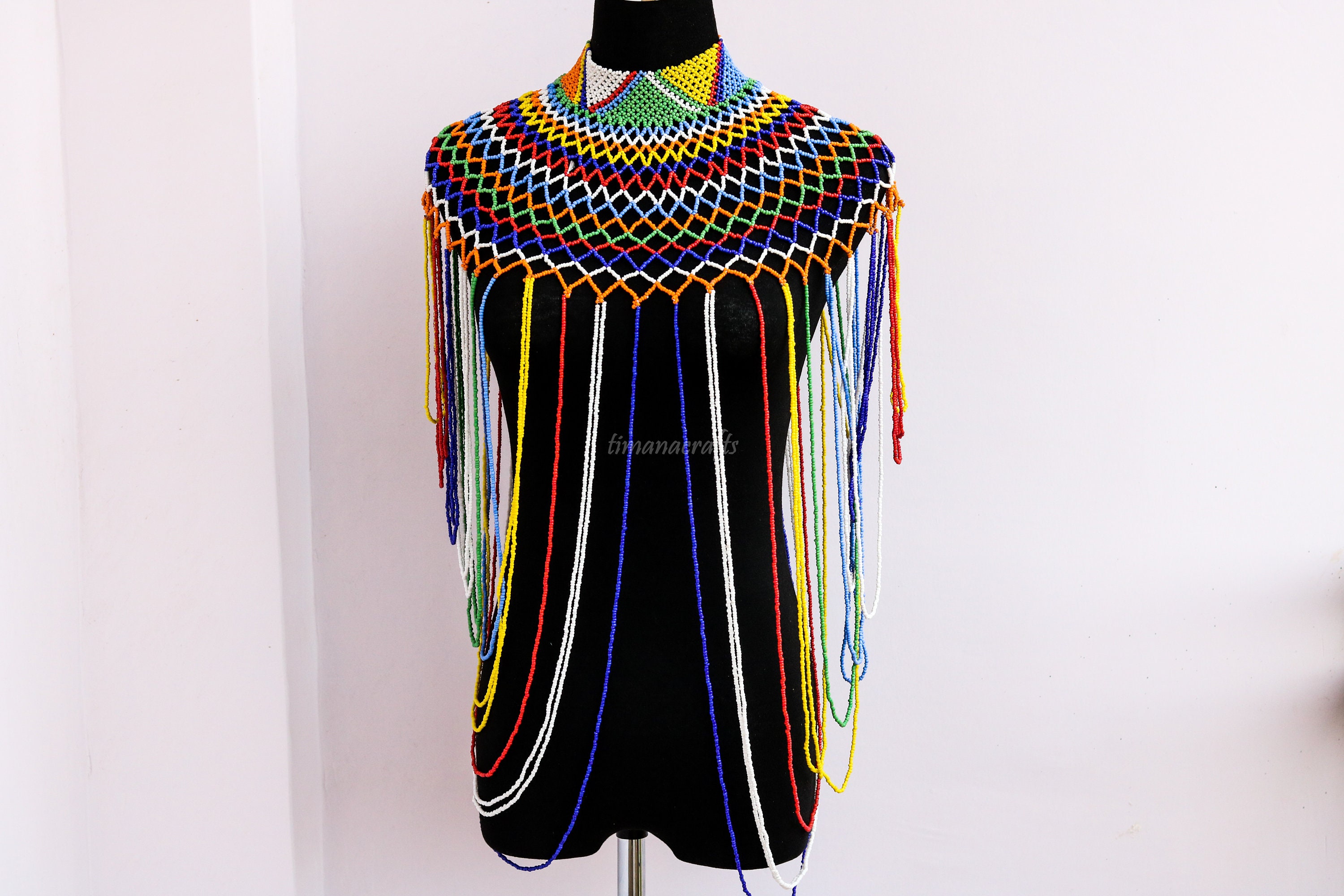 African Wedding Necklace Beaded Shawl Necklace Zulu Etsy