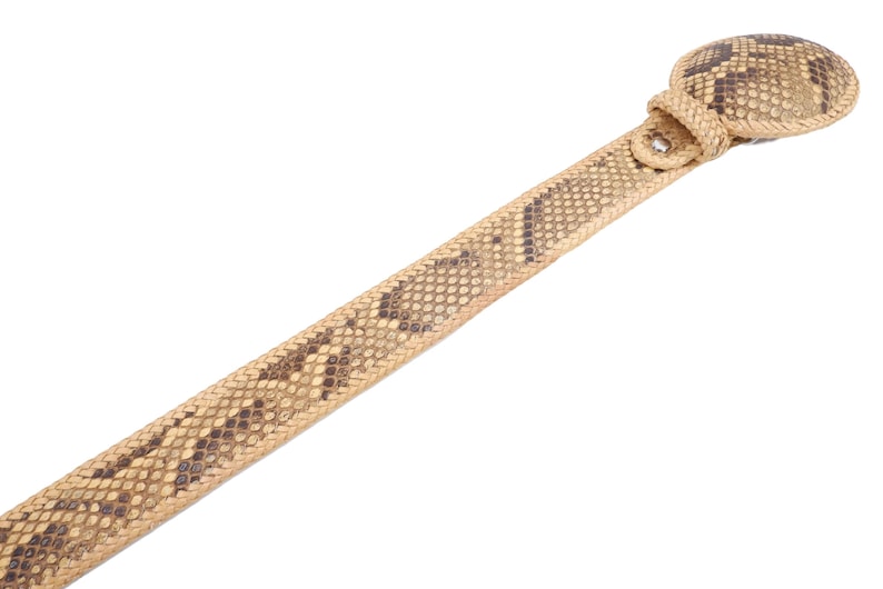 Handgemaakte cowboy-herenriem van echt Birmaans pythonleer. afbeelding 7