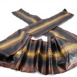 Echtes retikuliertes Python-Bauchleder, schwarz-kupfer-goldene Güteklasse A